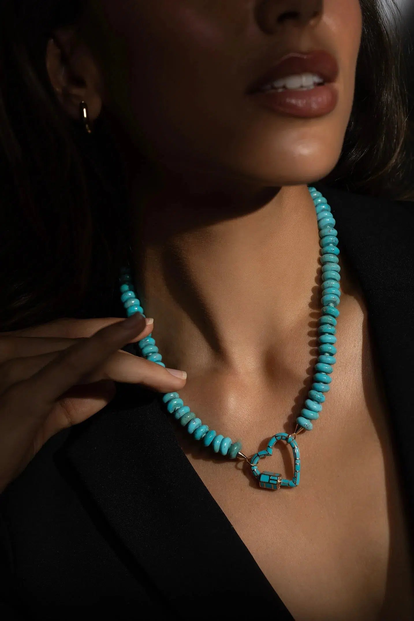 MARLA AARON-All Inlay Turquoise Heartlock-ROSE GOLD