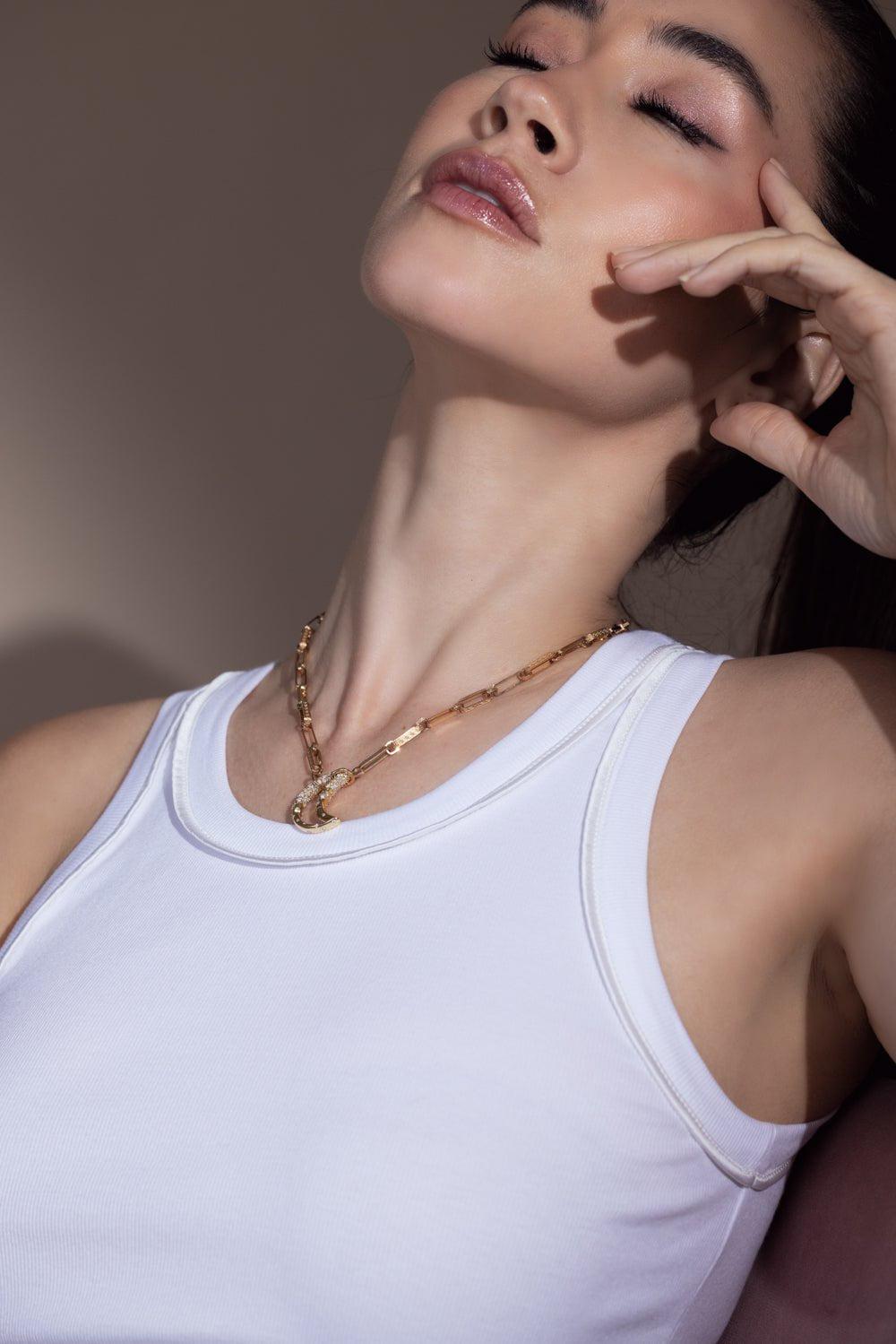 MARLA AARON-Diamond Dipped Moonlock-YELLOW GOLD