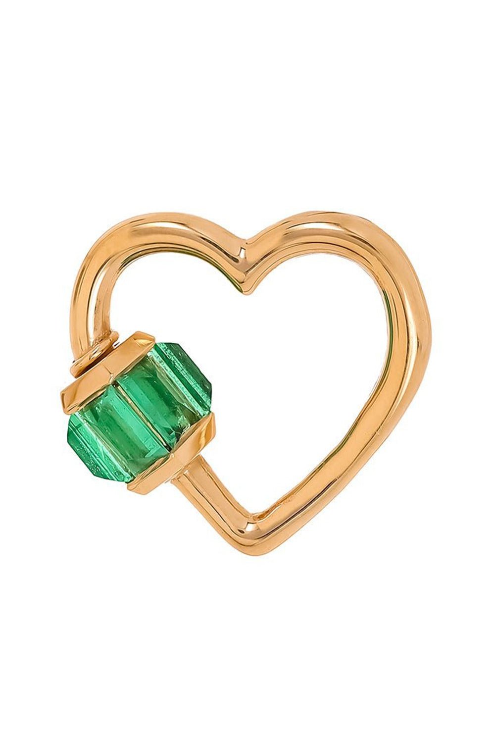 MARLA AARON-Emerald Baguette Heartlock-YELLOW GOLD