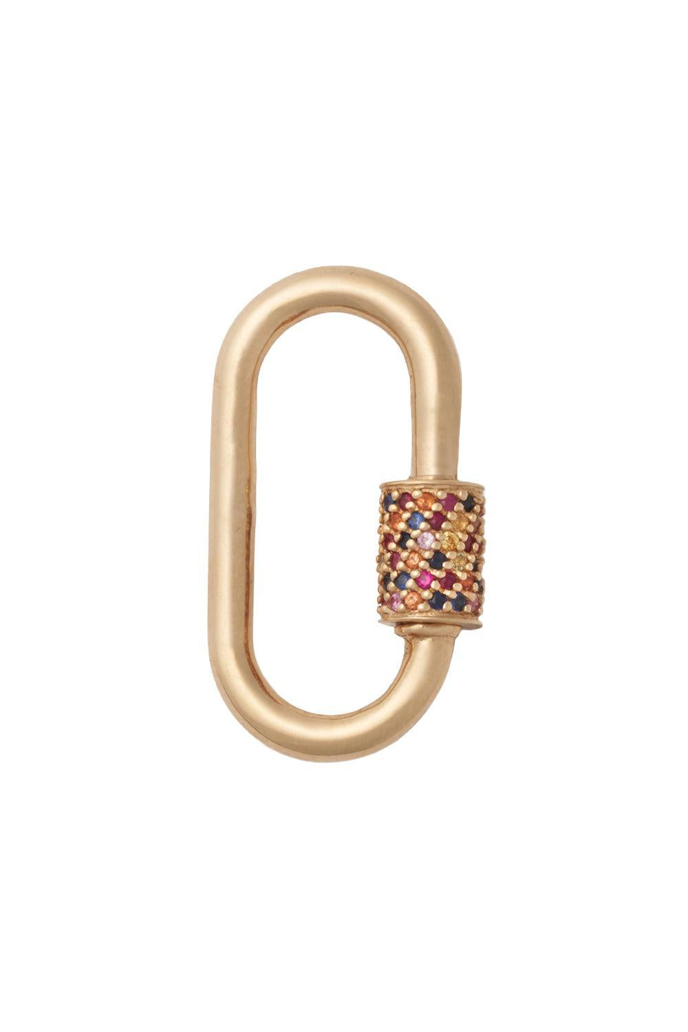 Mixed Sapphire Medium Stoned Lock-YELLOW GOLD-JEWELRYFINE JEWELPENDANT-MARLA AARON
