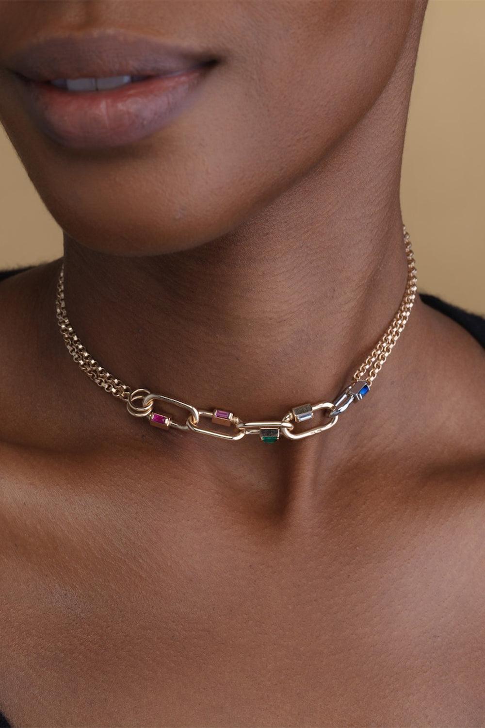 Rhodolite Solo Baguette Babylock-YELLOW GOLD-JEWELRYFINE JEWELPENDANT-MARLA AARON