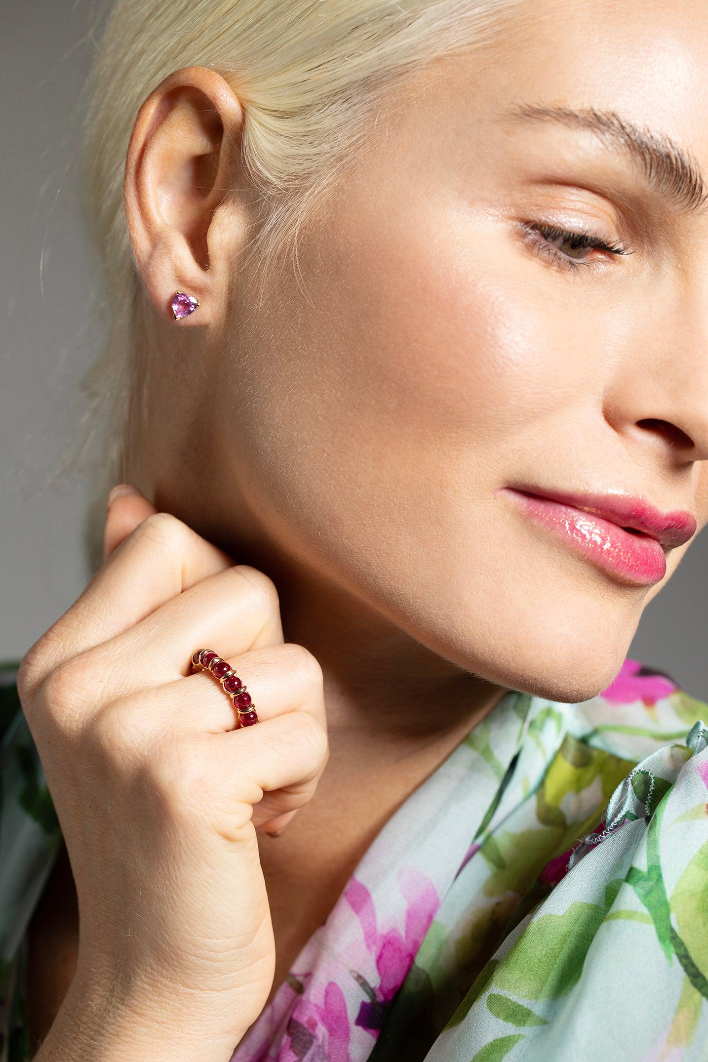 MARLA AARON-Greenland Ruby Roll Sphere Ring-ROSE GOLD