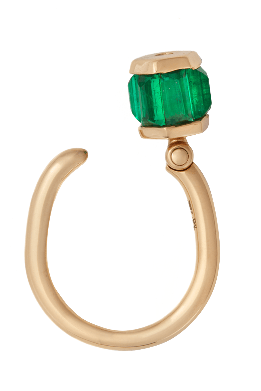 MARLA AARON-Emerald Baguette Trundle Ring-YELLOW GOLD