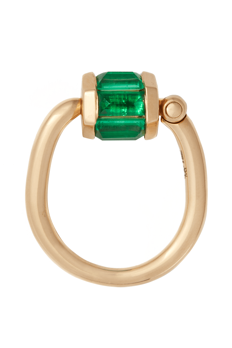 MARLA AARON-Emerald Baguette Trundle Ring-YELLOW GOLD