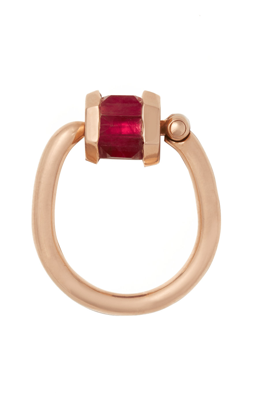 MARLA AARON-Ruby Baguette Trundle Ring-YELLOW GOLD
