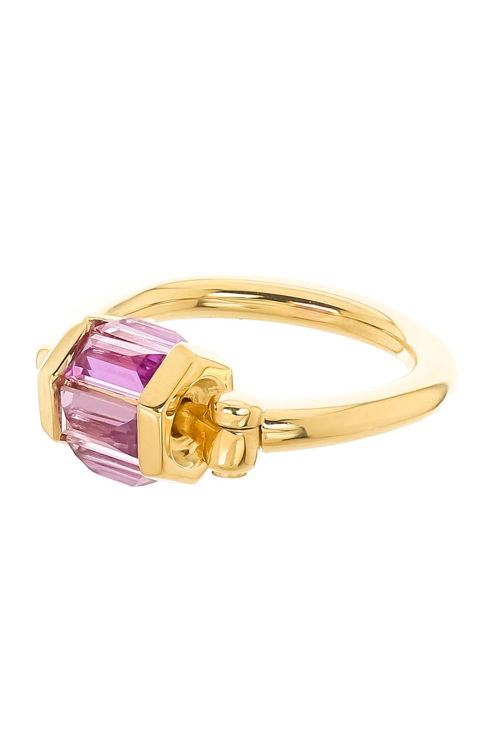 MARLA AARON-Pink Sapphire Baguette Trundle-YELLOW GOLD
