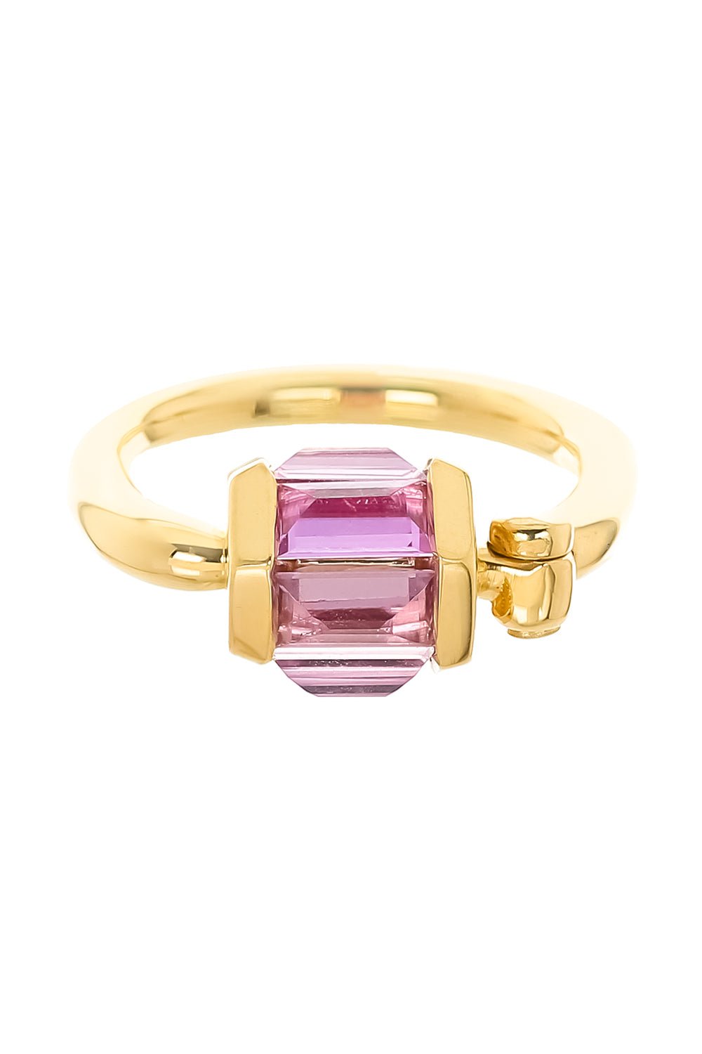 MARLA AARON-Pink Sapphire Baguette Trundle-YELLOW GOLD
