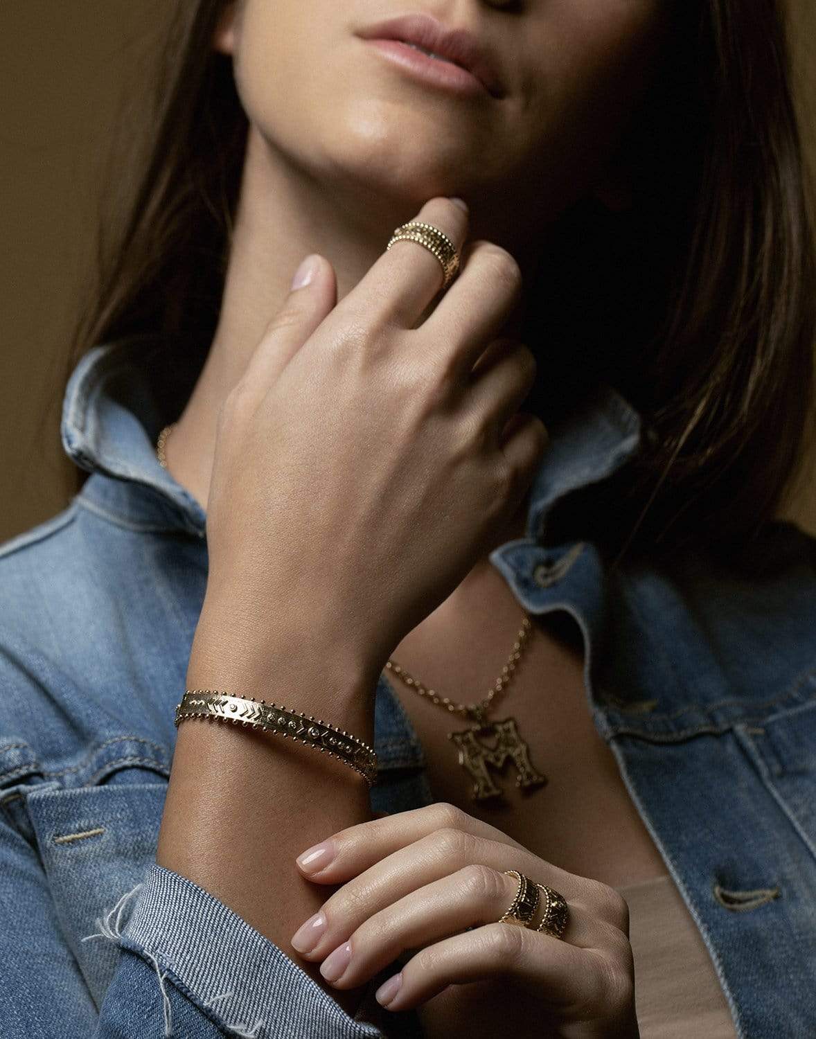 MARLO LAZ-Diamond Protection Bangle-YELLOW GOLD