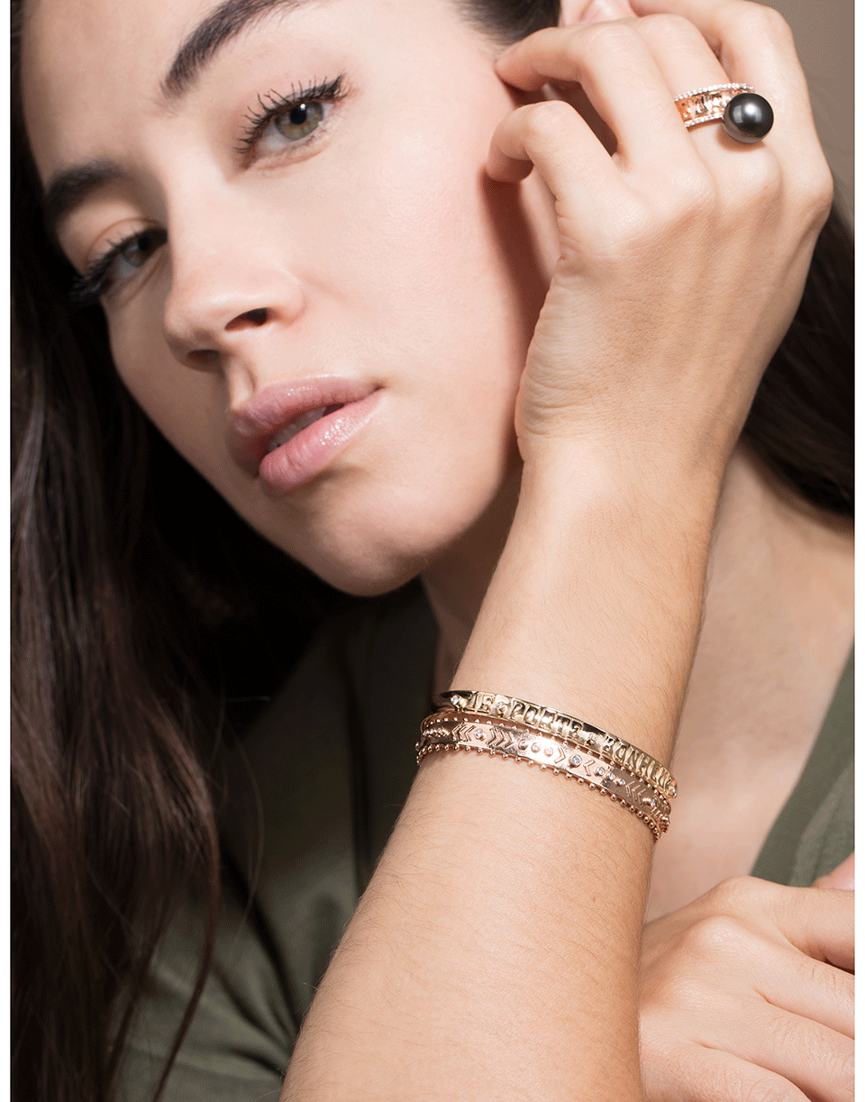 MARLO LAZ-Je Porte Bonheur Slim Cuff-YELLOW GOLD