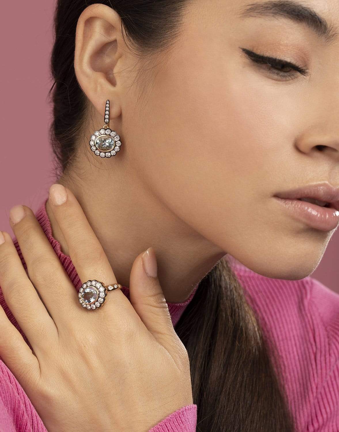 MARLO LAZ-Alexandra Aquamarine Drop Earrings-YELLOW GOLD
