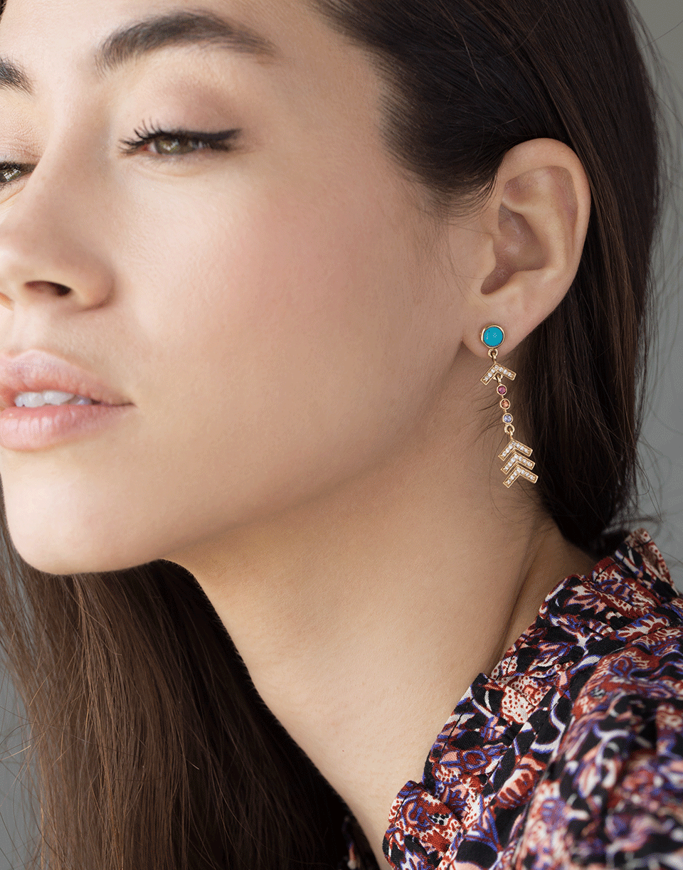 MARLO LAZ-Short Pave Arrow Earrings-YELLOW GOLD