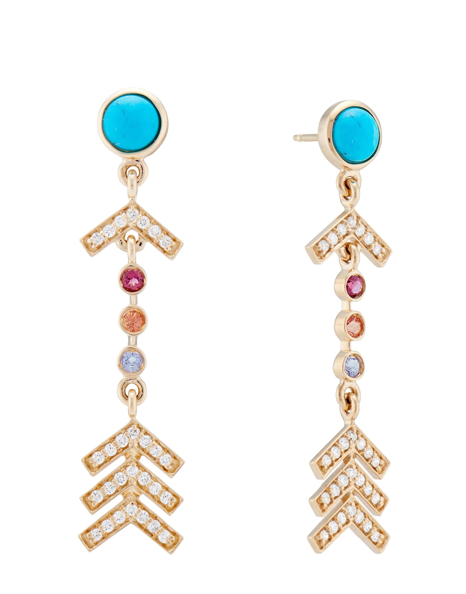 MARLO LAZ-Short Pave Arrow Earrings-YELLOW GOLD