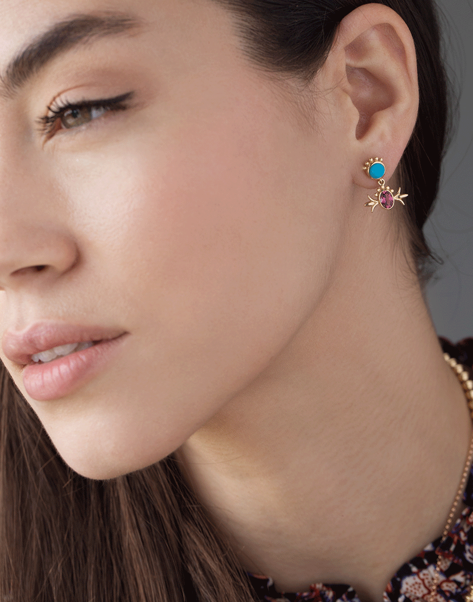 MARLO LAZ-Small Squash Blossom Hanging Earrings-YELLOW GOLD