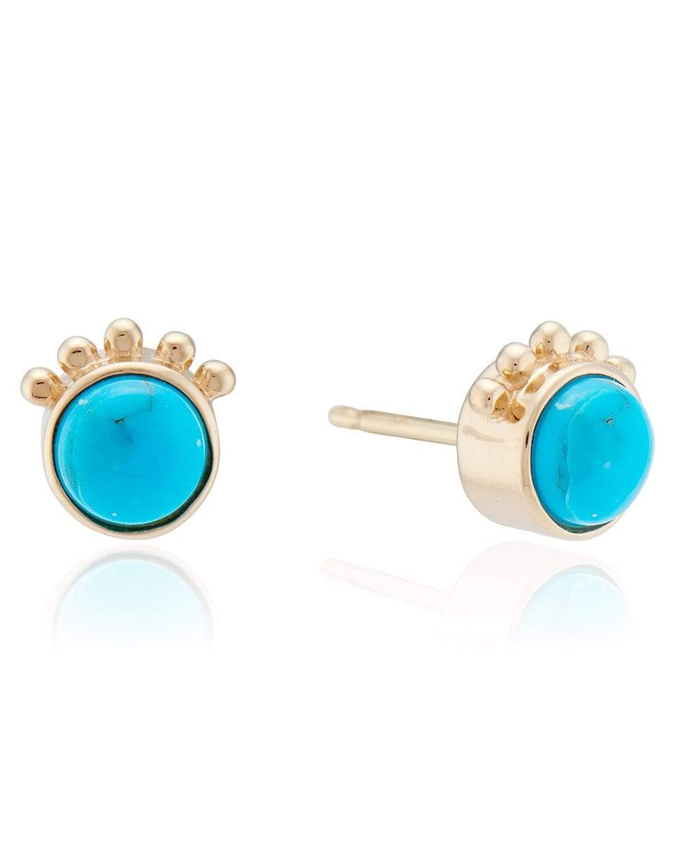 MARLO LAZ-Squash Blossom Turquoise Studs-YELLOW GOLD