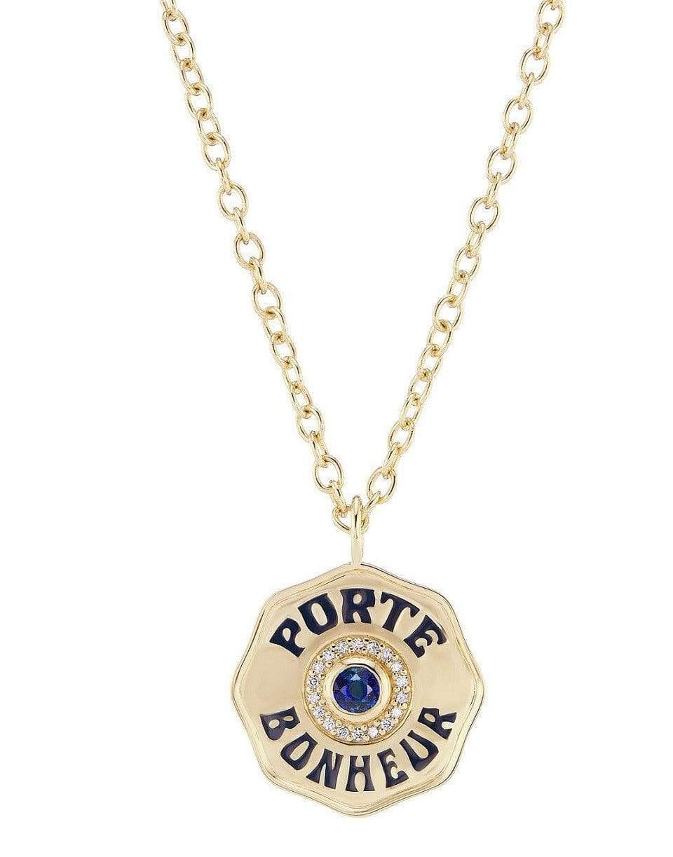 MARLO LAZ-Mini Porte Bonheur Blue Sapphire Necklace-YELLOW GOLD