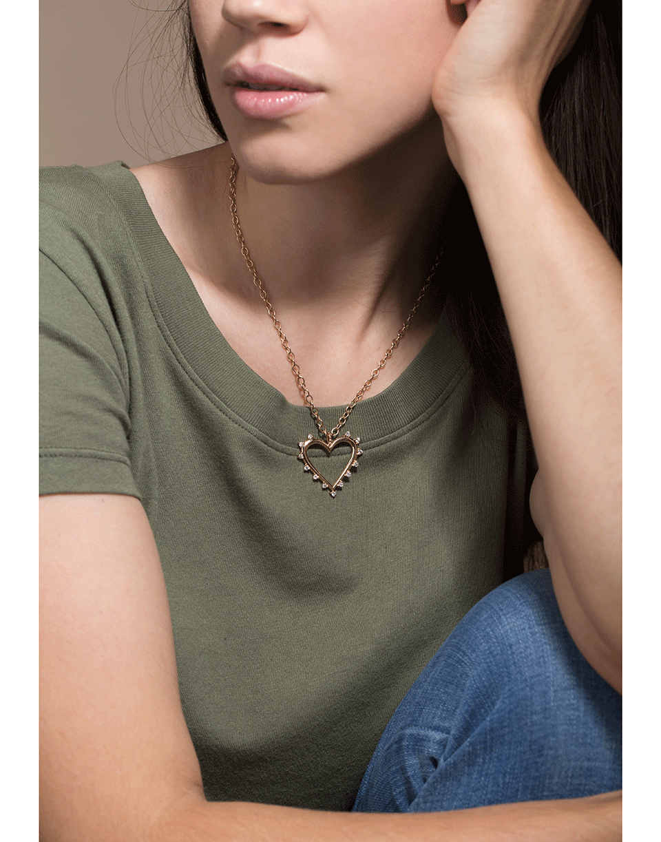 MARLO LAZ-Open Heart Diamond Necklace-YELLOW GOLD