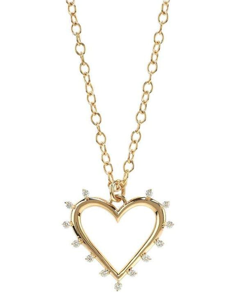 MARLO LAZ-Open Heart Diamond Necklace-YELLOW GOLD