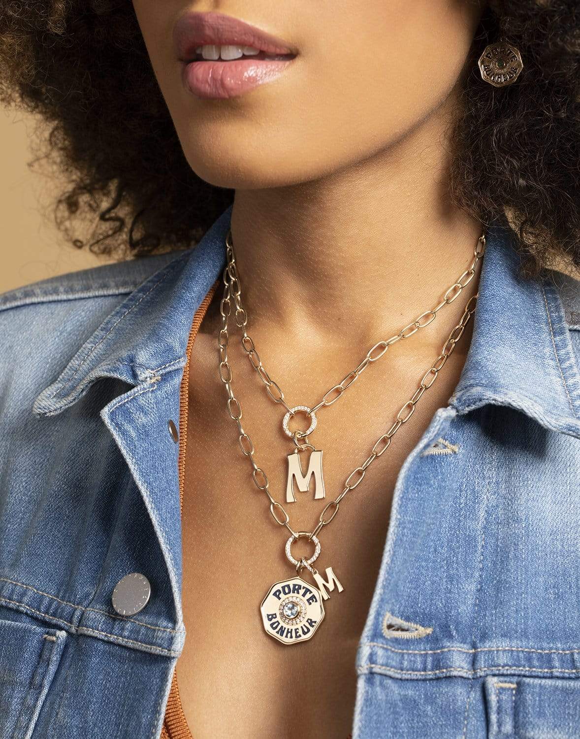 MARLO LAZ-Porte Bonheur Aquamarine Sardinia Necklace-YELLOW GOLD
