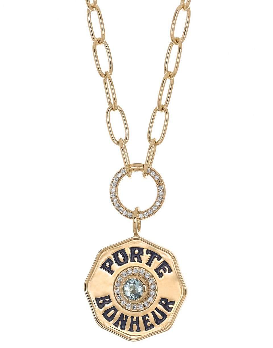 MARLO LAZ-Porte Bonheur Aquamarine Sardinia Necklace-YELLOW GOLD