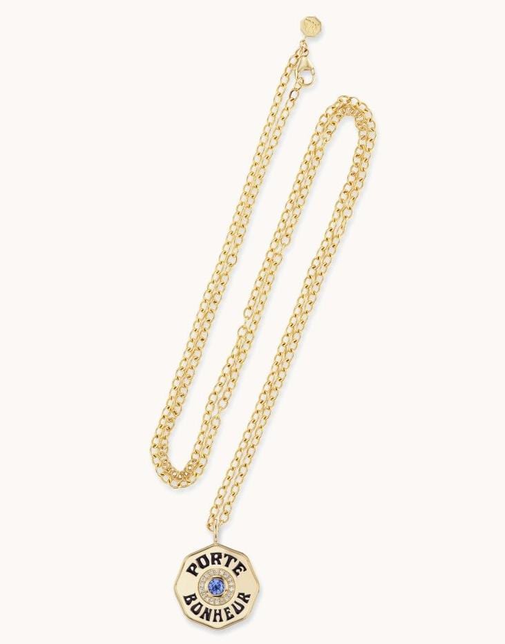 MARLO LAZ-Porte Bonheur Tanzanite Necklace-YELLOW GOLD