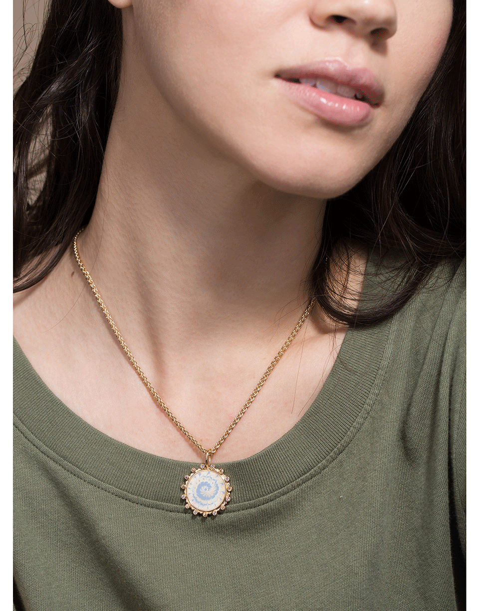 MARLO LAZ-Spiral Tie Dye Sapphire Amulet-YELLOW GOLD
