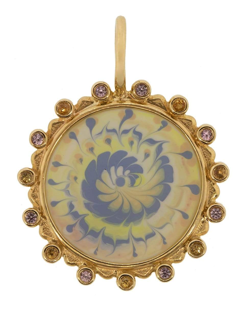 MARLO LAZ-Spiral Tie Dye Sapphire Amulet-YELLOW GOLD