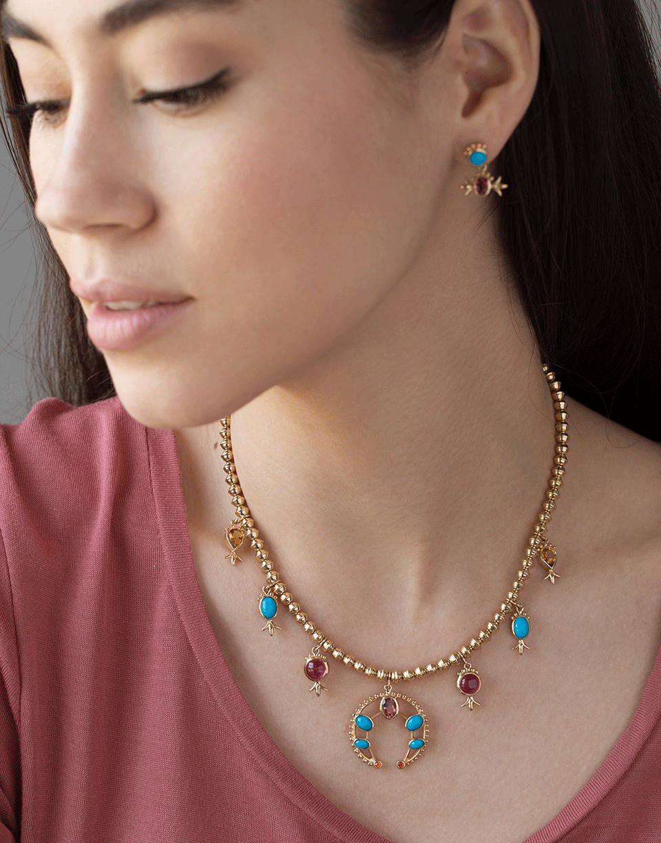 MARLO LAZ-Squash Blossom Necklace-YELLOW GOLD