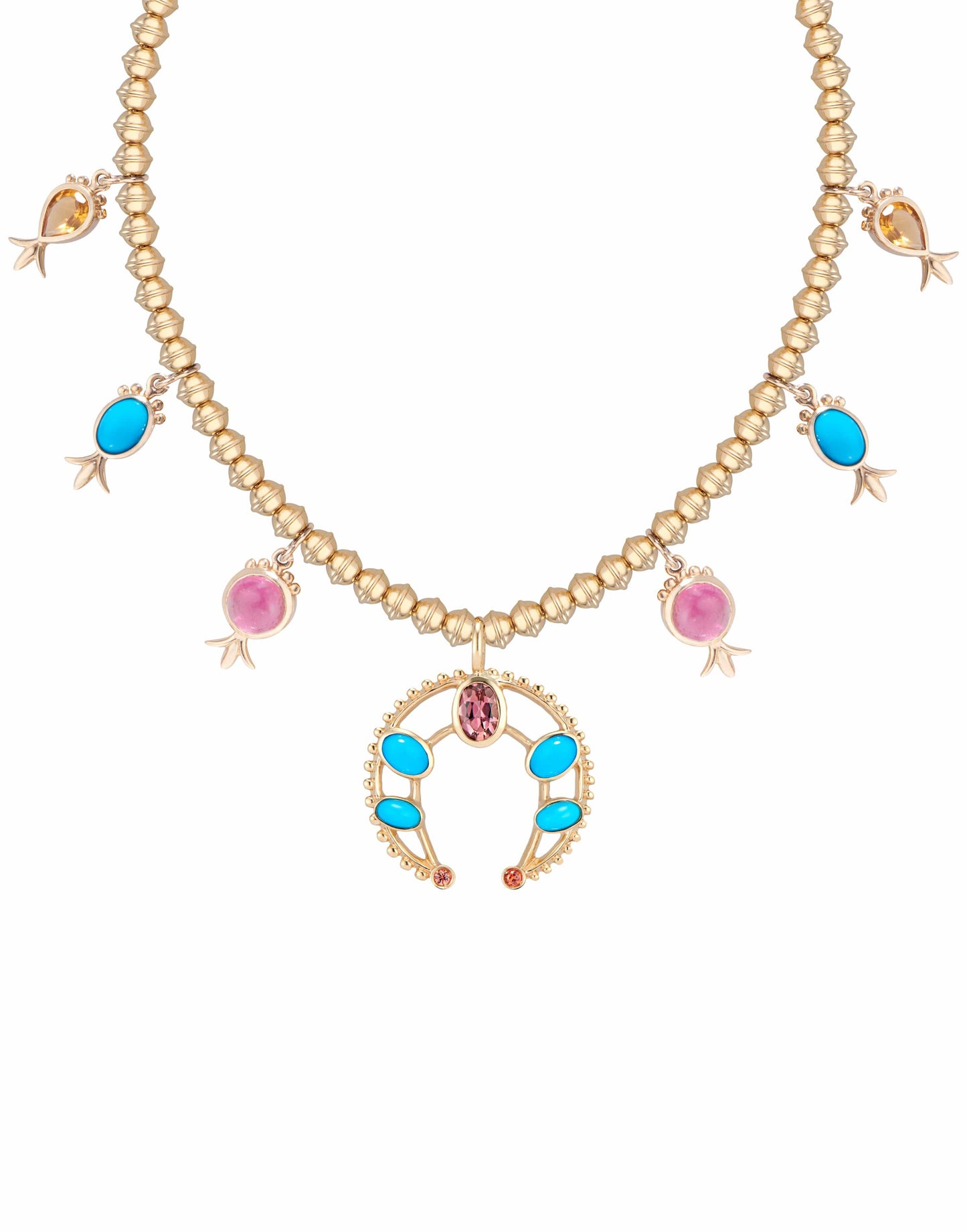 MARLO LAZ-Squash Blossom Necklace-YELLOW GOLD