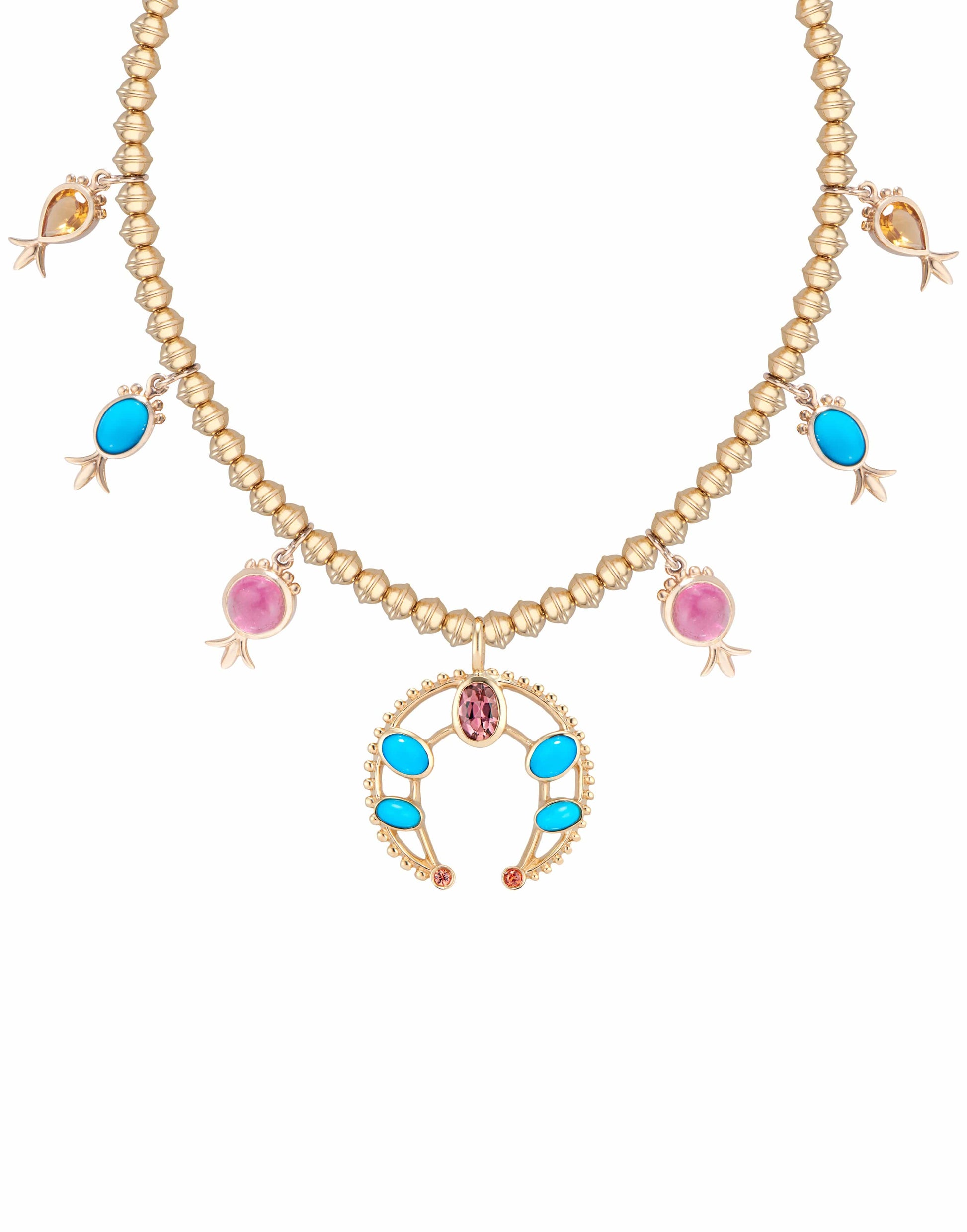 MARLO LAZ-Squash Blossom Necklace-YELLOW GOLD