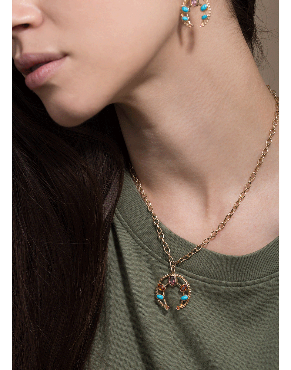 MARLO LAZ-Squash Blossom Pendant Necklace-YELLOW GOLD