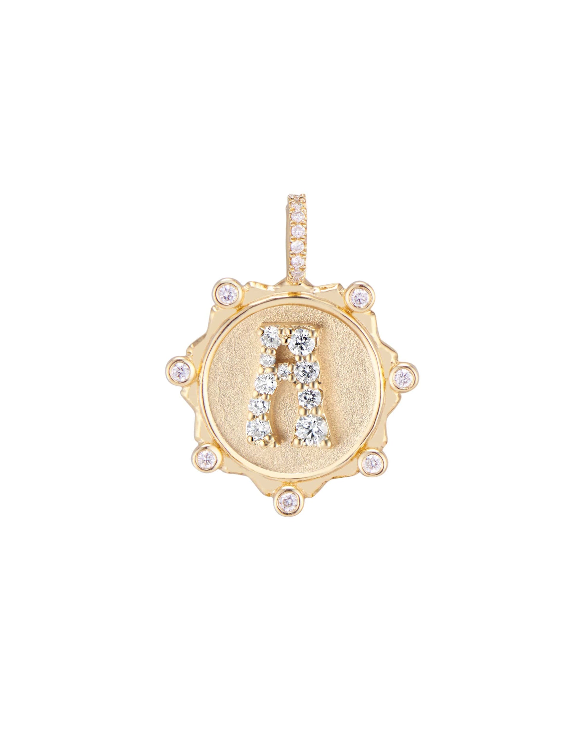 MARLO LAZ-A Pave Initial Coin Charm-YELLOW GOLD