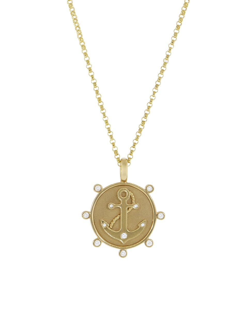 MARLO LAZ-Diamond Anchor Charm-YELLOW GOLD