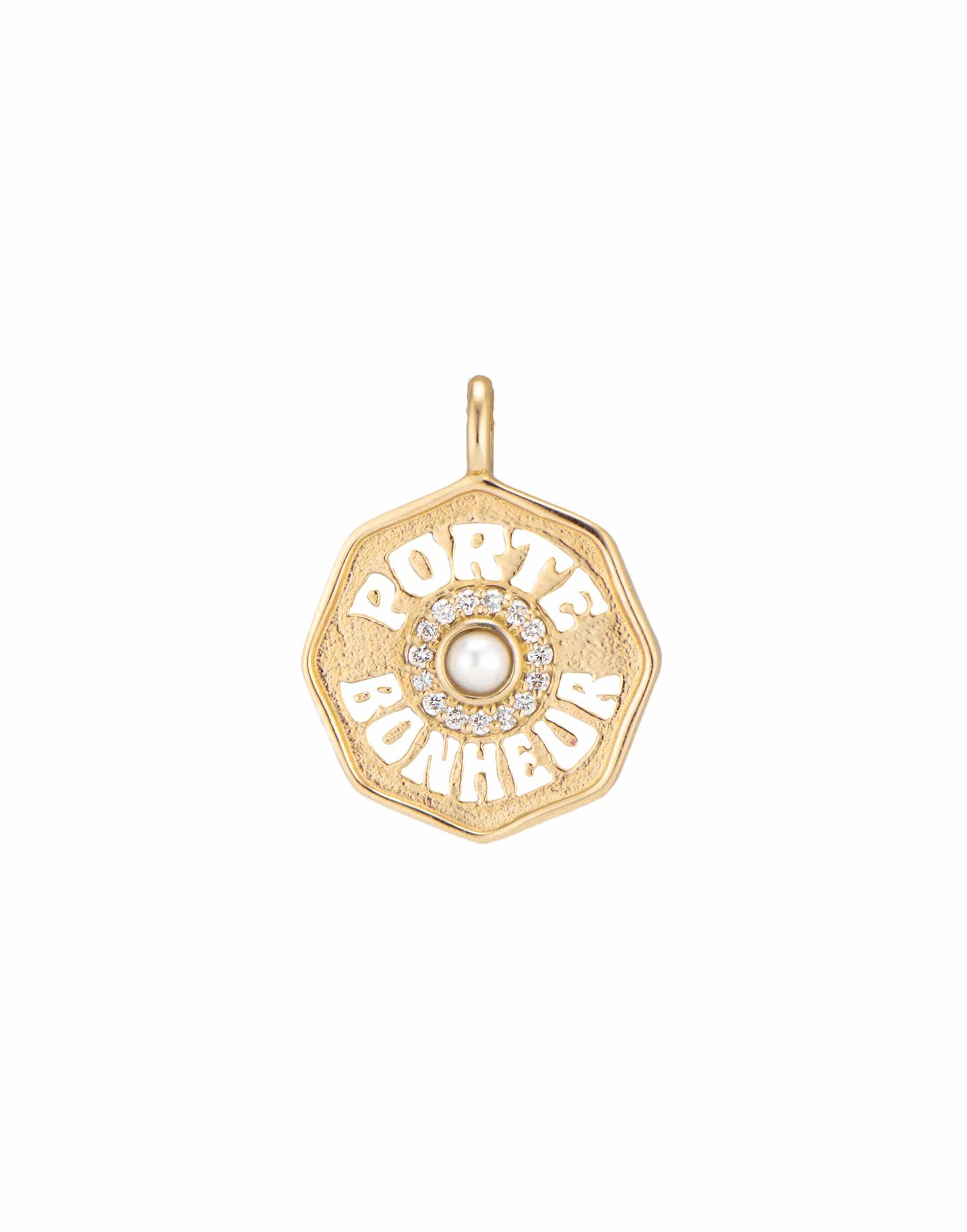 MARLO LAZ-Diamond Halo Porte Bonheur Charm-YELLOW GOLD