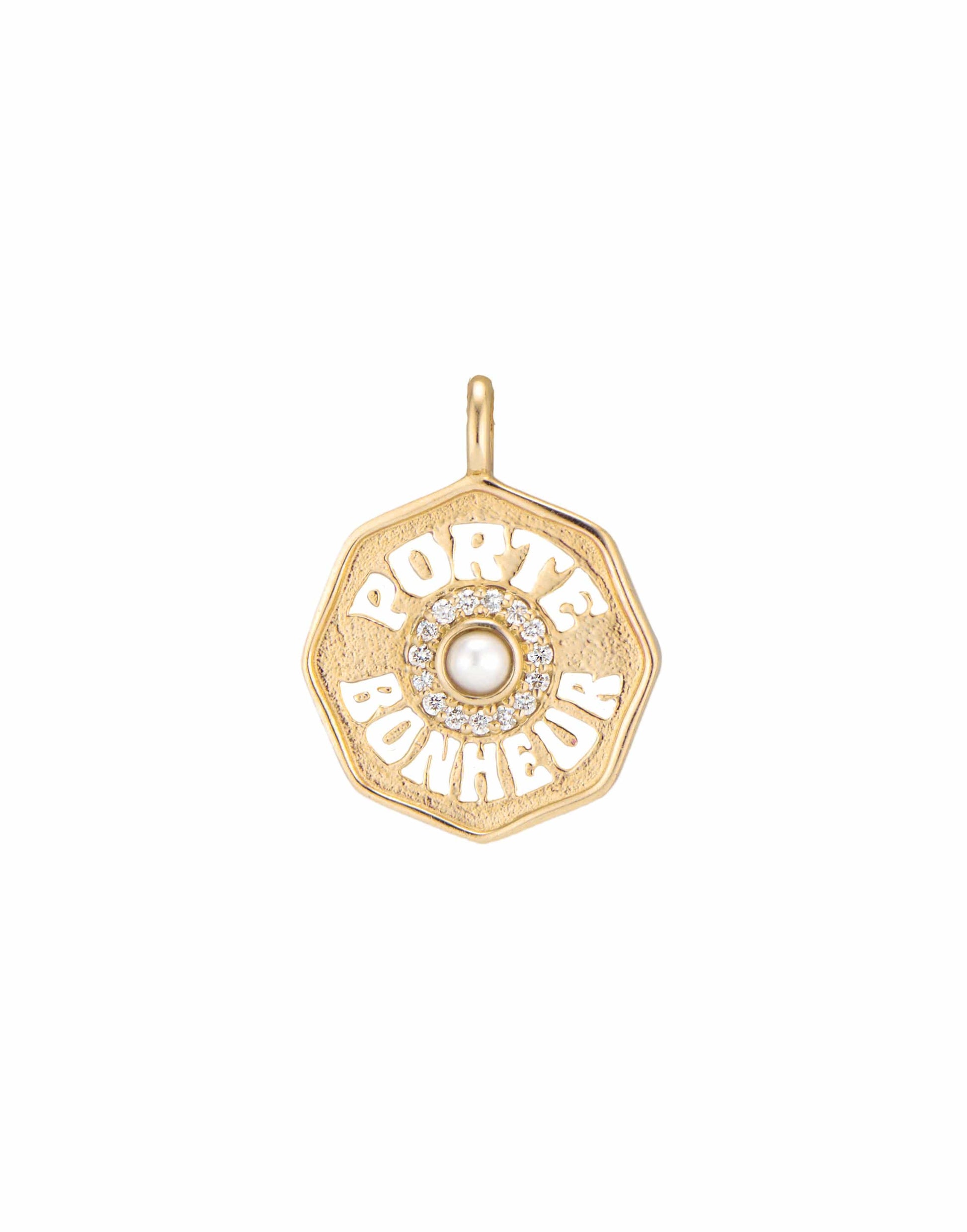 MARLO LAZ-Diamond Halo Porte Bonheur Charm-YELLOW GOLD