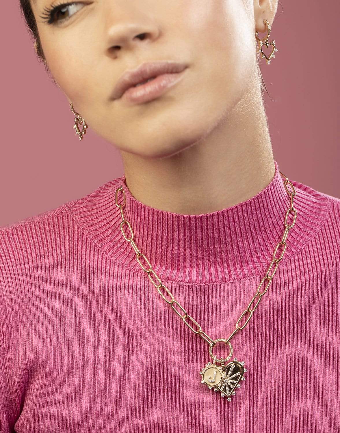 MARLO LAZ-J Pave Initial Coin Charm-YELLOW GOLD