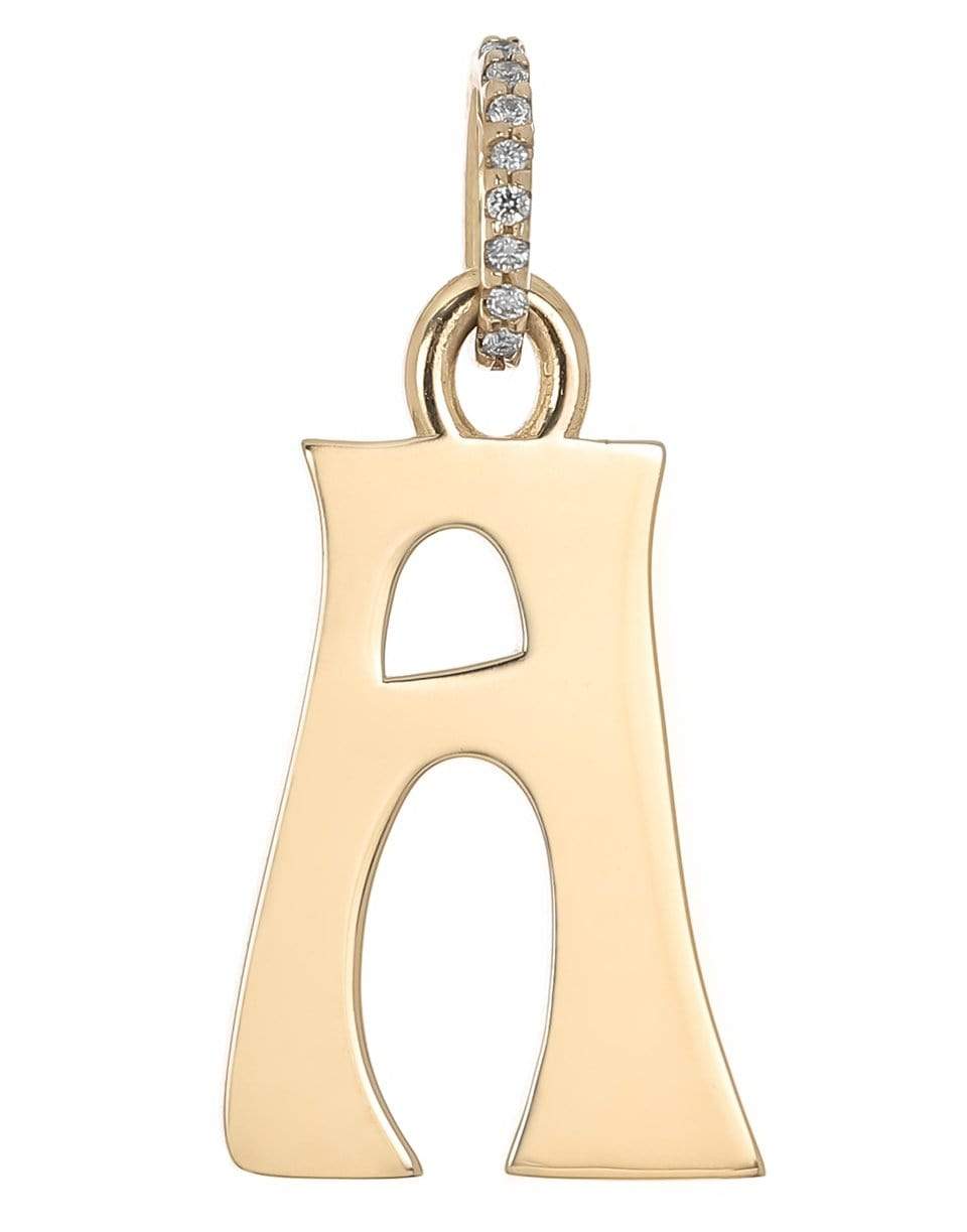 MARLO LAZ-Large "A" Diamond Initial Charm-YELLOW GOLD
