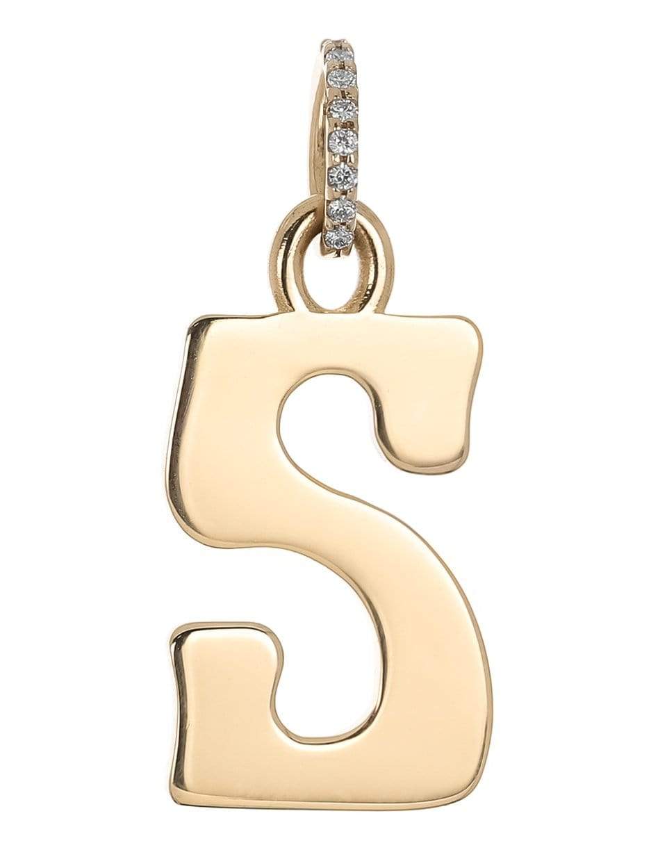 MARLO LAZ-Large "S" Diamond Initial Charm-YELLOW GOLD