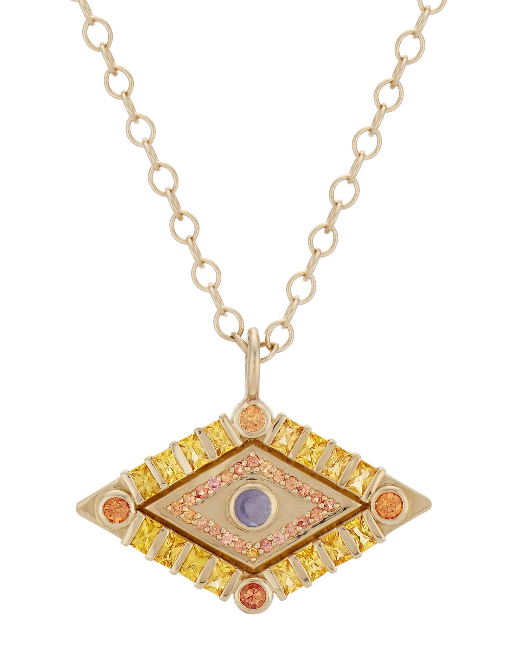 MARLO LAZ-Orange Sapphire Shaman's Eye Charm-YELLOW GOLD