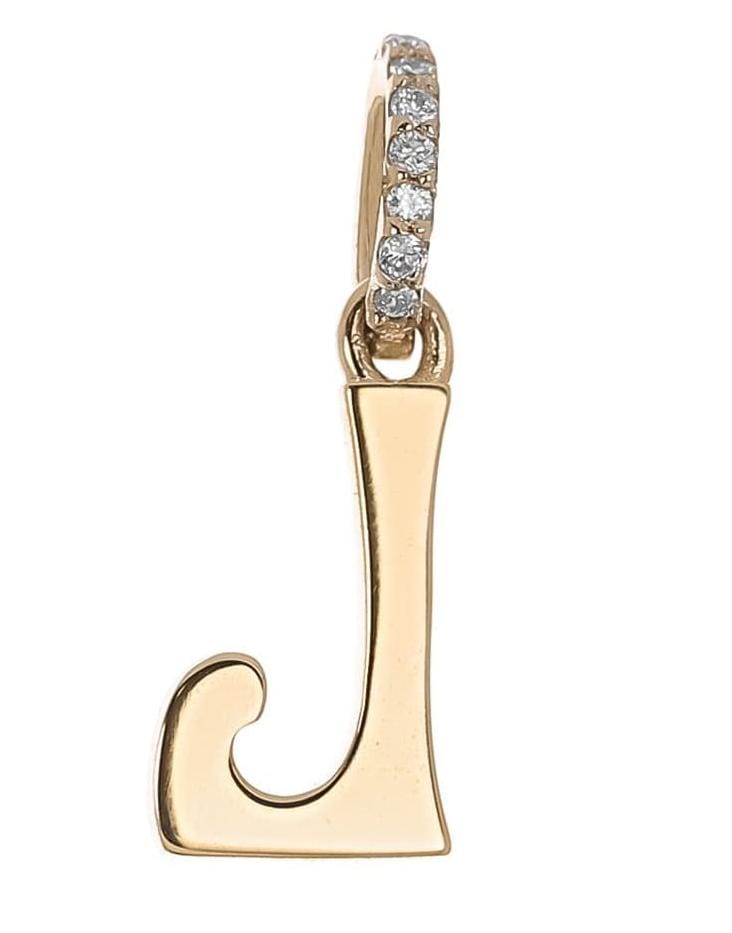 MARLO LAZ-Small "J" Diamond Initial Charm-YELLOW GOLD