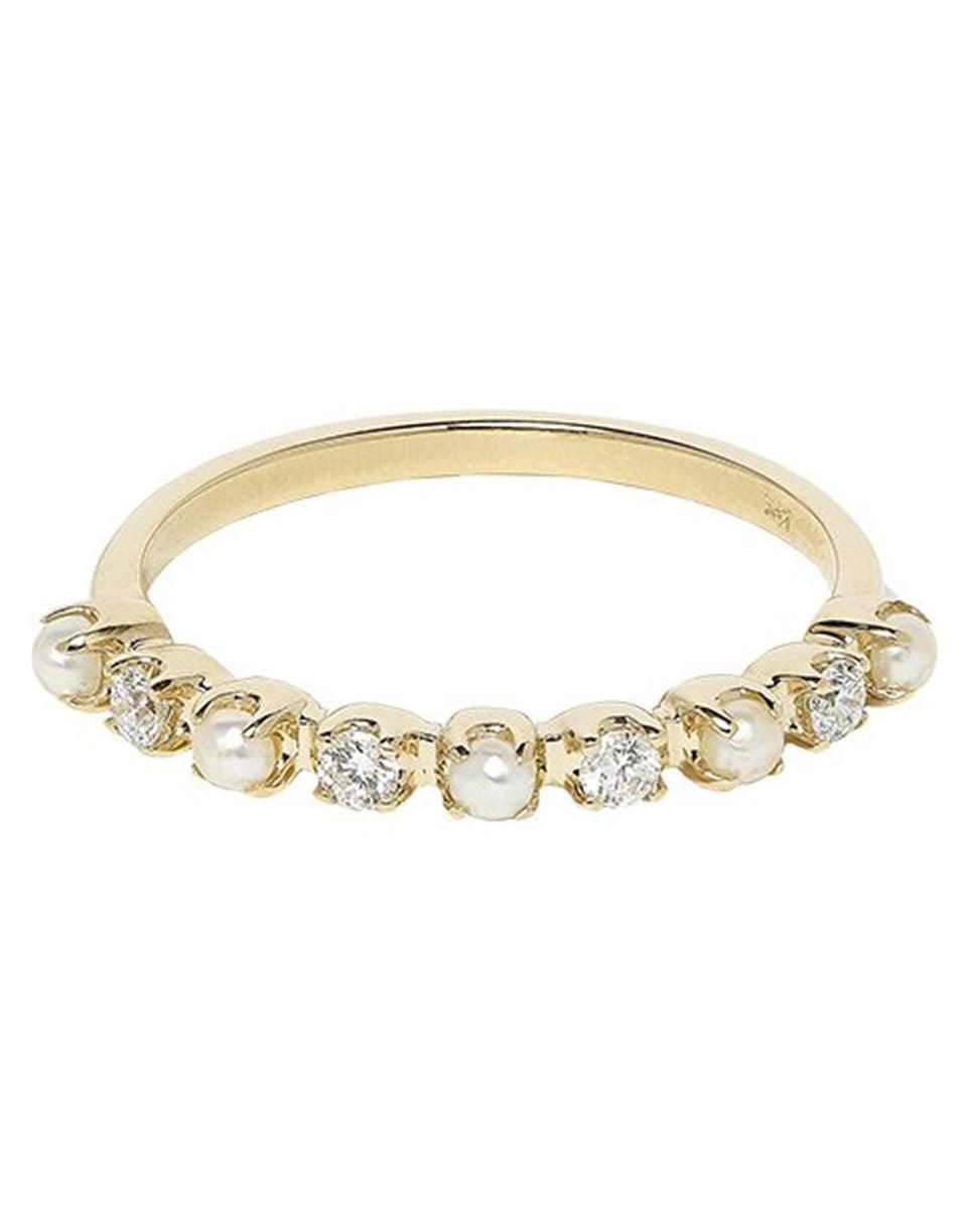 MARLO LAZ-Full Circle Diamond and Pearl Band Size 5-YELLOW GOLD