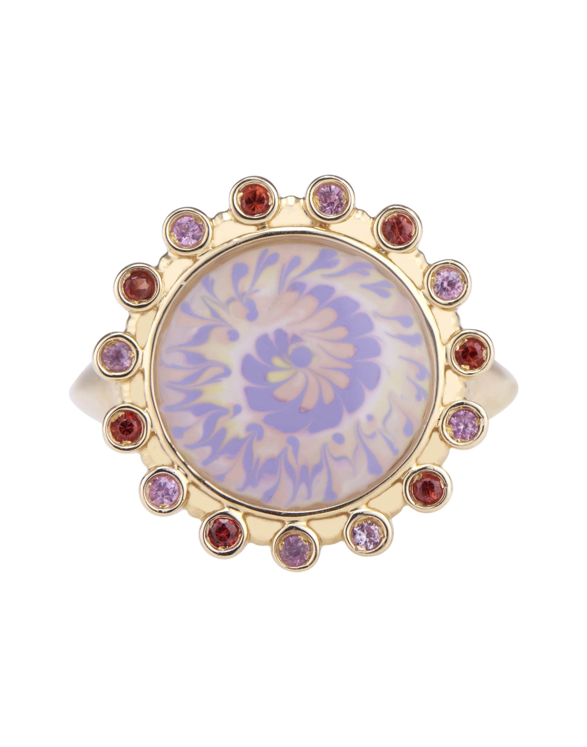 MARLO LAZ-Tie Dye Lavender Signet Ring-YELLOW GOLD