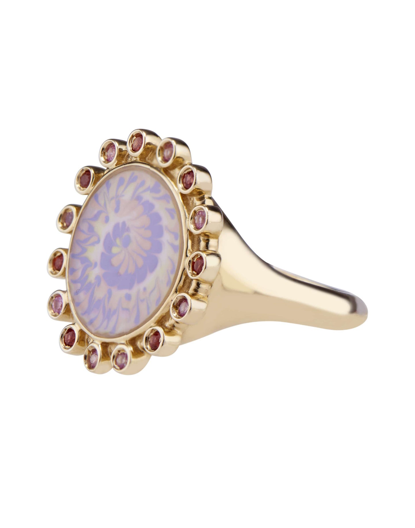 MARLO LAZ-Tie Dye Lavender Signet Ring-YELLOW GOLD