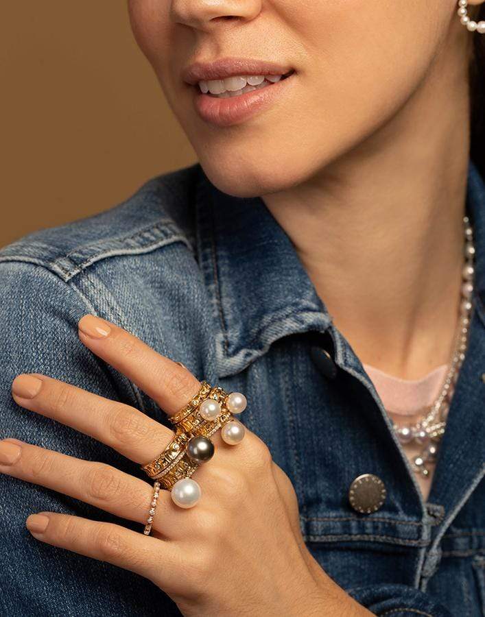 MARLO LAZ-Dancing Pearl Ring Narrow-YELLOW GOLD