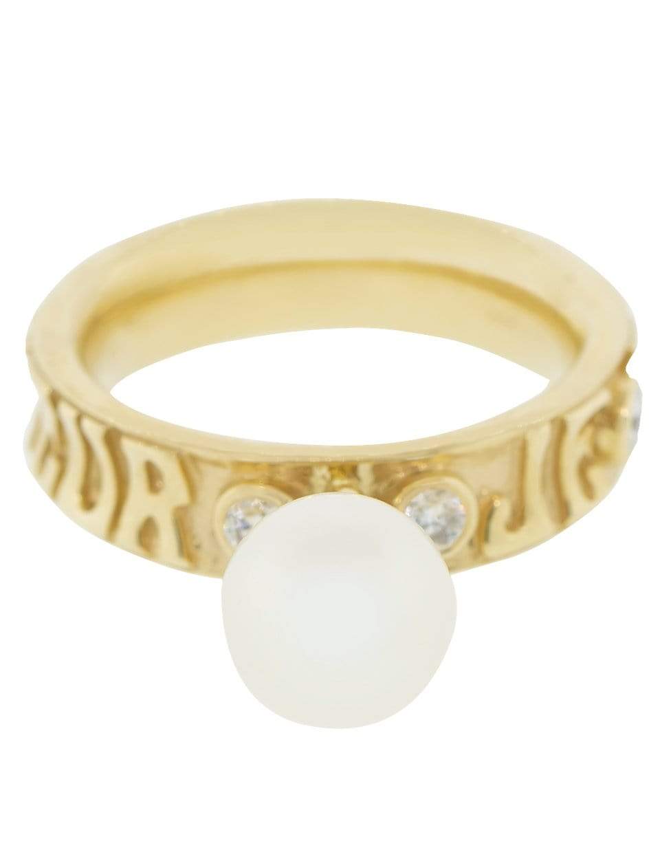 MARLO LAZ-Dancing White Pearl Ring Wide-YELLOW GOLD