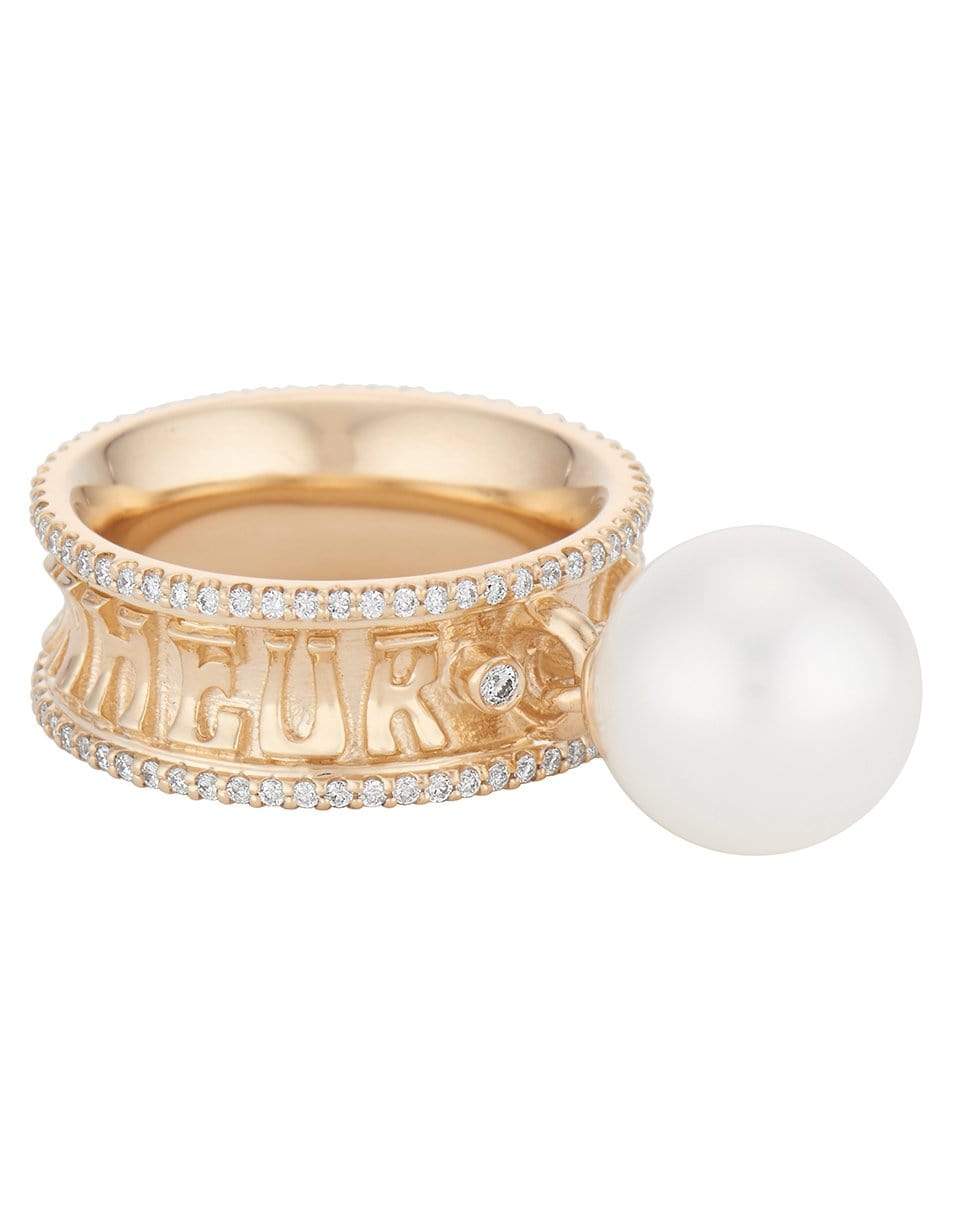 MARLO LAZ-XL Dancing White Pearl Ring-YELLOW GOLD
