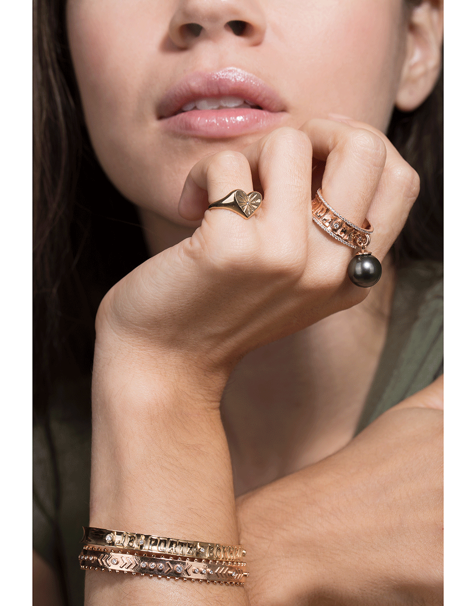MARLO LAZ-Diamond Heart Pinky Ring-YELLOW GOLD