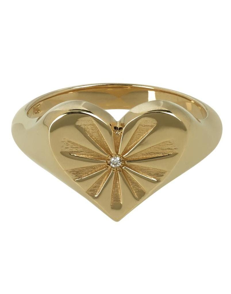 MARLO LAZ-Diamond Heart Pinky Ring-YELLOW GOLD