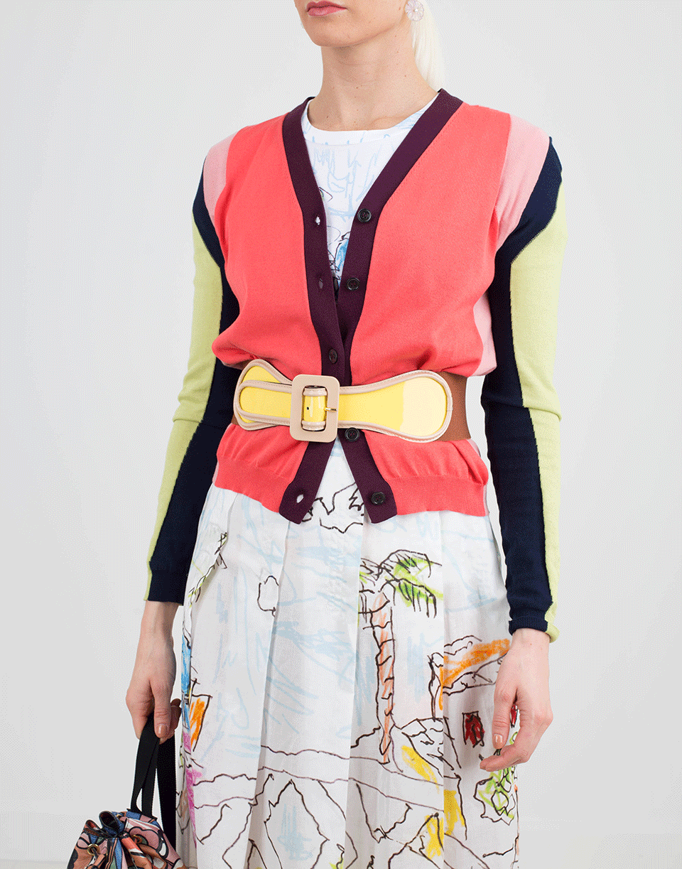 MARNI-Patent Leather Stretch Belt-