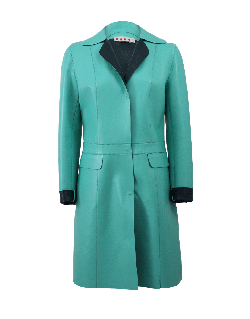 MARNI-Leather Duster Coat-MINT