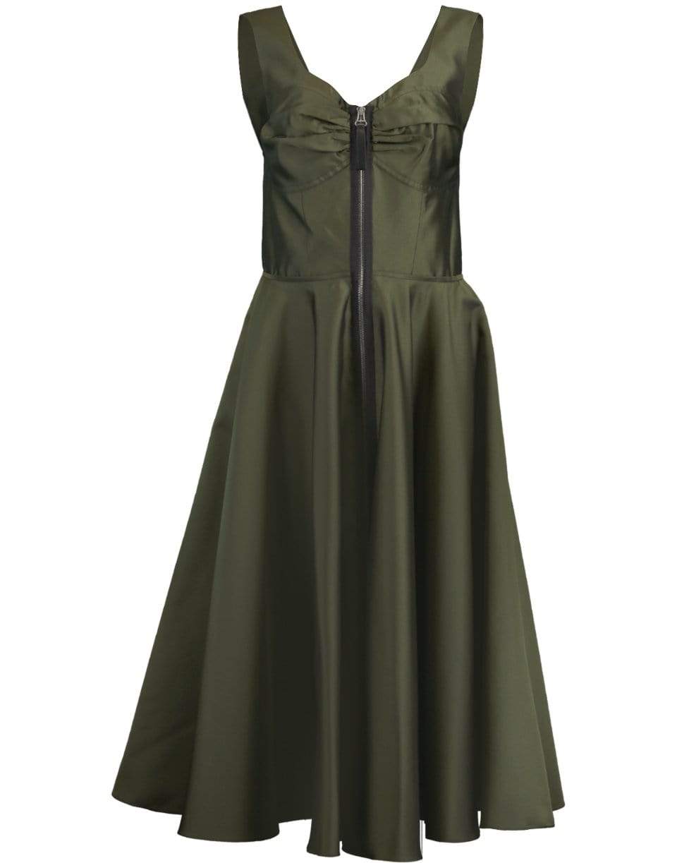 MARNI-A-Line Zip Front Dress-DK OLIVE